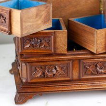 Load image into Gallery viewer, German Black Forest Carved Jewelry Box with Bird Motif, 1880s