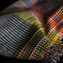 Load image into Gallery viewer, Wallace Sewell Lambswool Block Print and Pinstripe Multi Color Throw
