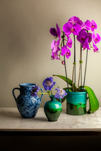 Load image into Gallery viewer, Pietra Handmade Ionian Blue & Green Drip Bud Vase with Handle