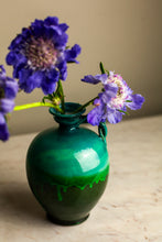Load image into Gallery viewer, Pietra Handmade Ionian Blue & Green Drip Bud Vase with Handle