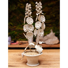 Load image into Gallery viewer, Tommy Mitchell Double Stemmed White Hollyhock Sculpture in Pot