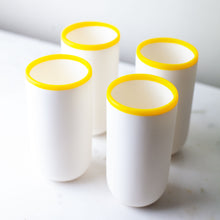 Load image into Gallery viewer, Tina Frey Ligne Tall Cup with Yellow Rim, Set of 4