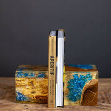 Load image into Gallery viewer, Hazlett Bookends, Teak and Blue Resin
