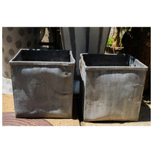 Load image into Gallery viewer, Vintage Lead Cube Planters, Pair
