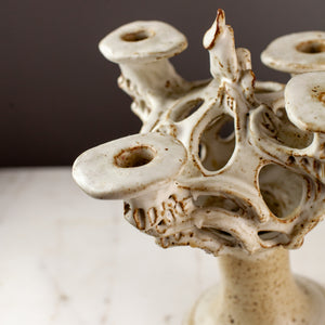 Handmade Pottery Candelabra White