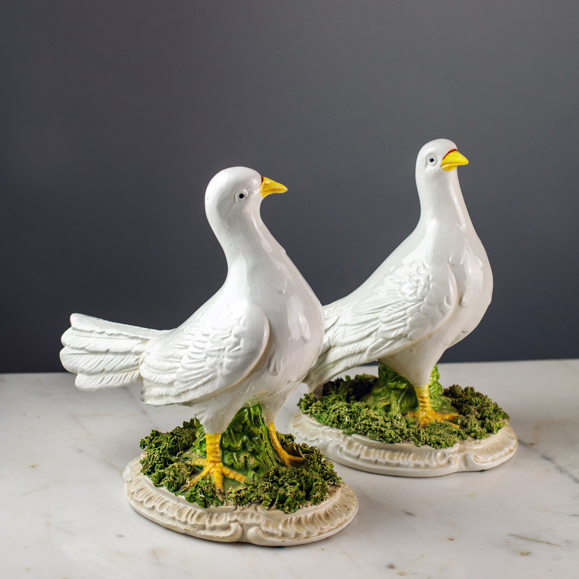 Pair of Italian Porcelain Turtle Doves 'K742'