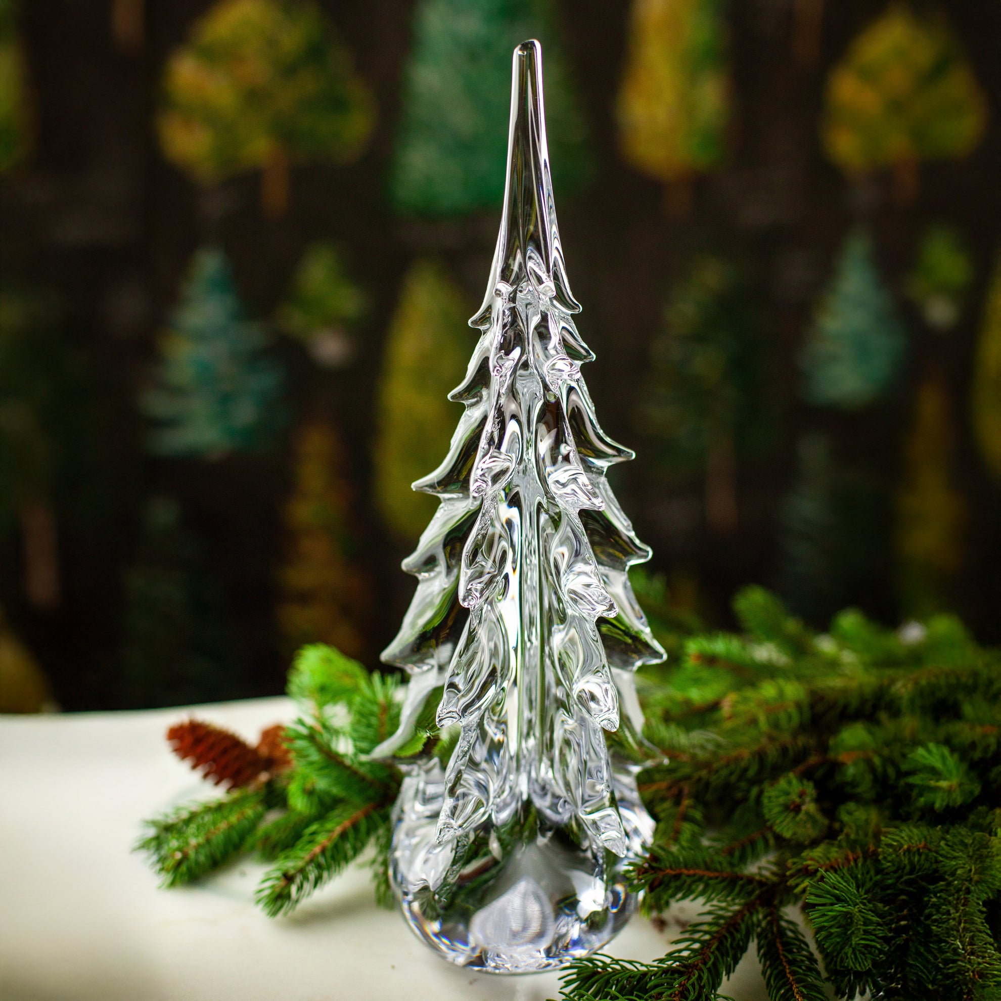 Simon Pearce 5-Sided Glass Evergreen Tree, 14