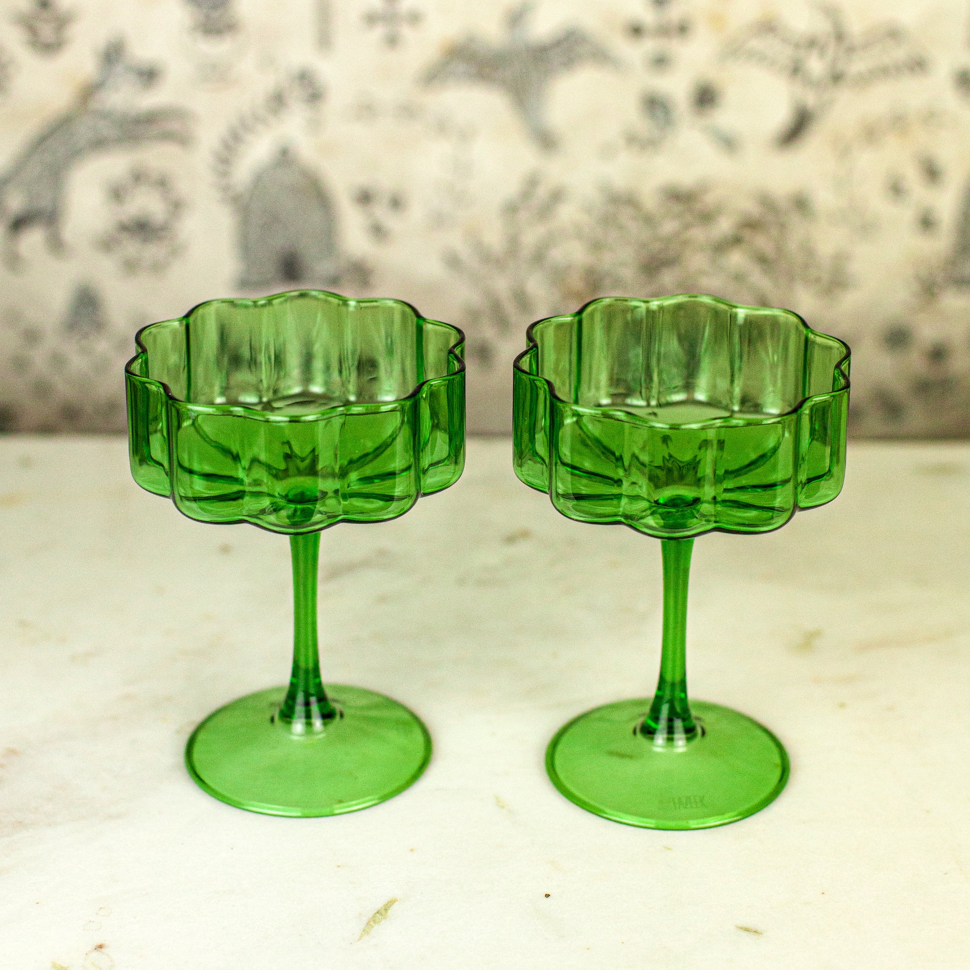 Fazeek Wave Green Coupe Glasses, Set of 2