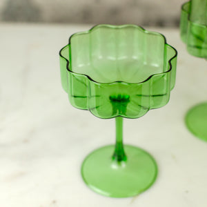 Fazeek Wave Green Coupe Glasses, Set of 2