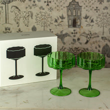 Load image into Gallery viewer, Fazeek Wave Green Coupe Glasses, Set of 2

