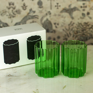 Fazeek Wave Green Beverage Glasses, Set of 2