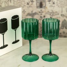 Load image into Gallery viewer, Fazeek Wave Teal Wine Glasses
