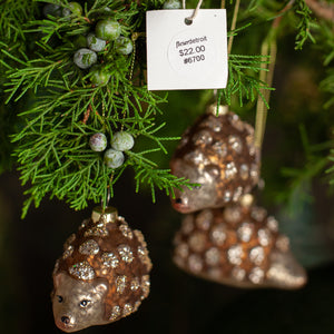 Glass Hedgehog Glitter Ornament, Set of 3