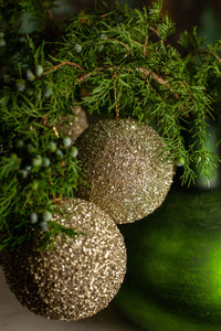Champagne Gold Glitter Bulb Ornament, Set of 3