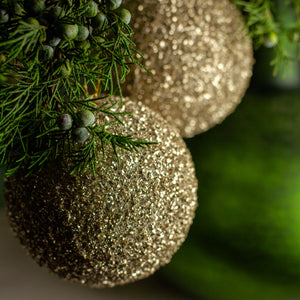 Champagne Gold Glitter Bulb Ornament, Set of 3