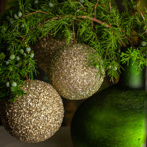 Champagne Gold Glitter Bulb Ornament, Set of 3