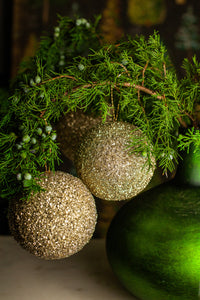 Champagne Gold Glitter Bulb Ornament, Set of 3
