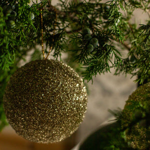 Champagne Gold Glitter Bulb Ornament, Set of 3