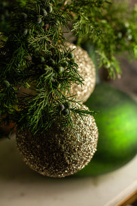 Champagne Gold Glitter Bulb Ornament, Set of 3