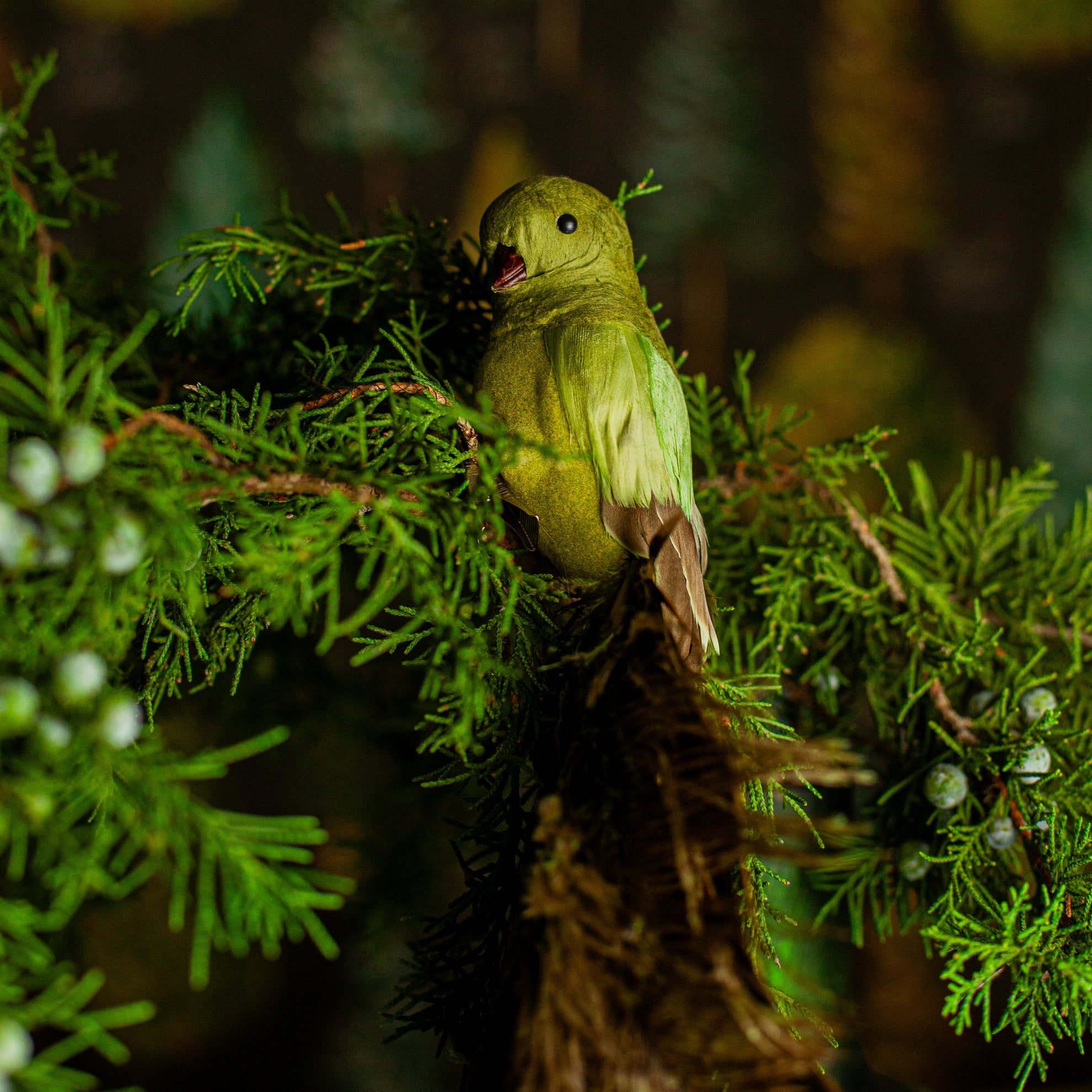 Green Tail Feather Bird Ornament