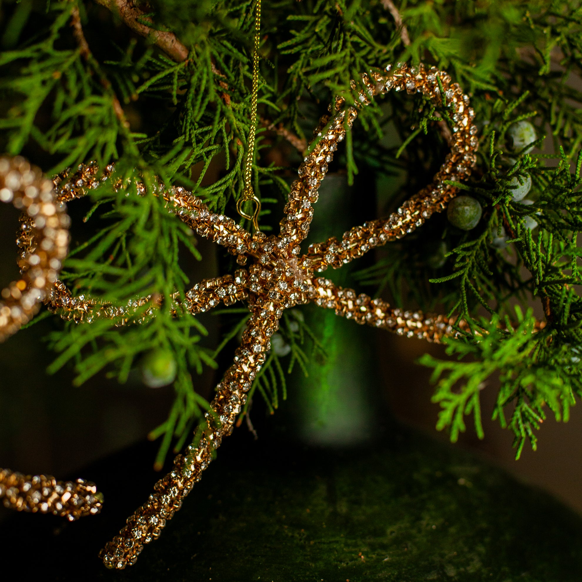 Gold Metal Rhinestone Bow Ornament, Set of 3