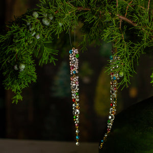 Multi-Color Jeweled Icicle Ornament, Set of 3