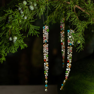 Multi-Color Jeweled Icicle Ornament, Set of 3