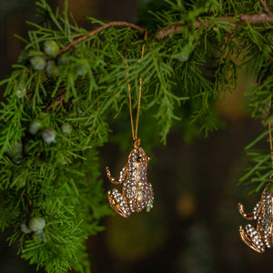 Rhinestone Frog Ornament, Set of 3