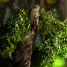 Load image into Gallery viewer, Brown Glitter Tail Feather Bird Ornament
