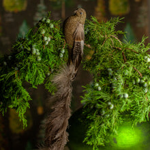 Load image into Gallery viewer, Brown Glitter Tail Feather Bird Ornament
