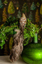 Load image into Gallery viewer, Brown Glitter Tail Feather Bird Ornament
