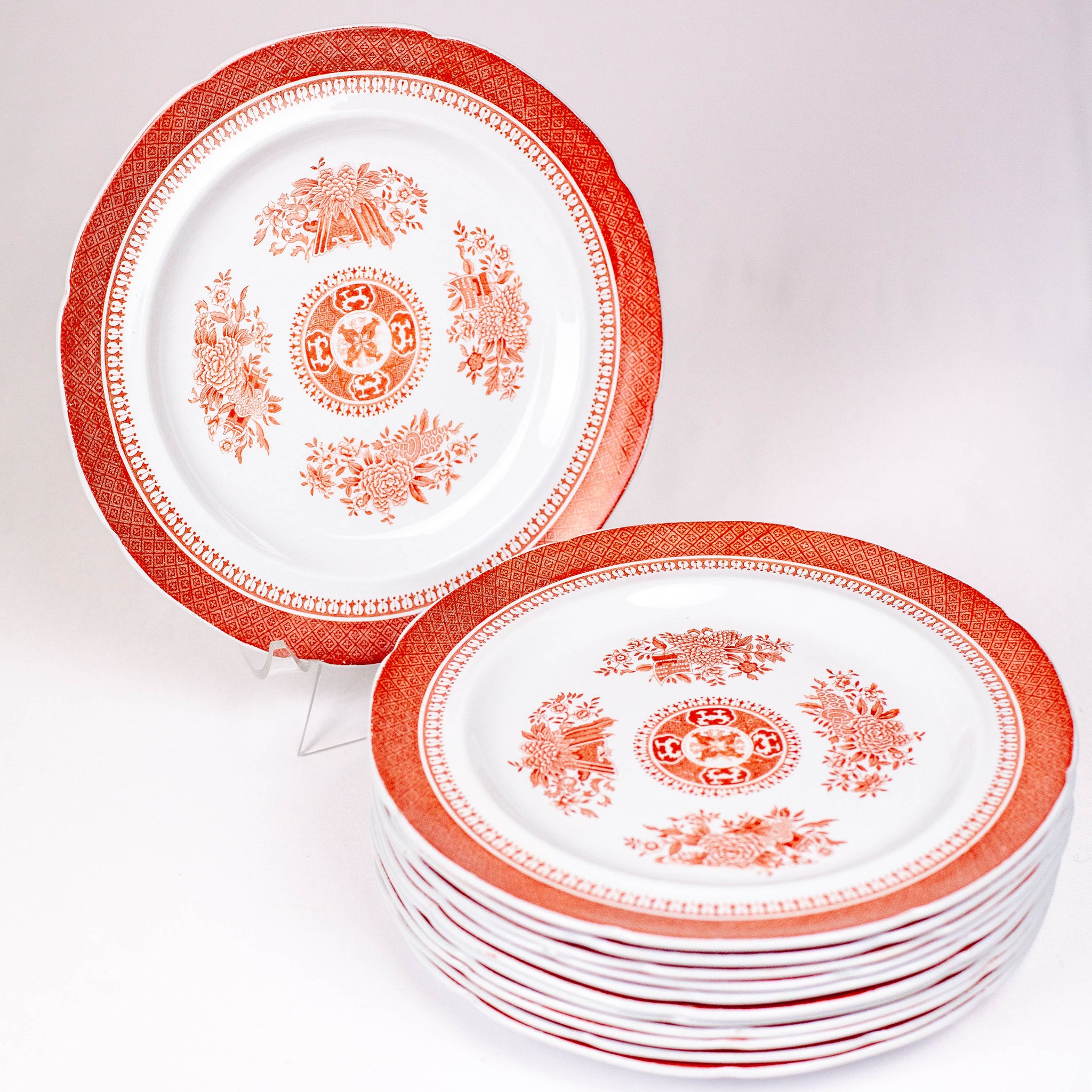 Red Spode Ware Spode Fitzhugh Red Dinner Plates, Set Of 12 – fleurdetroit