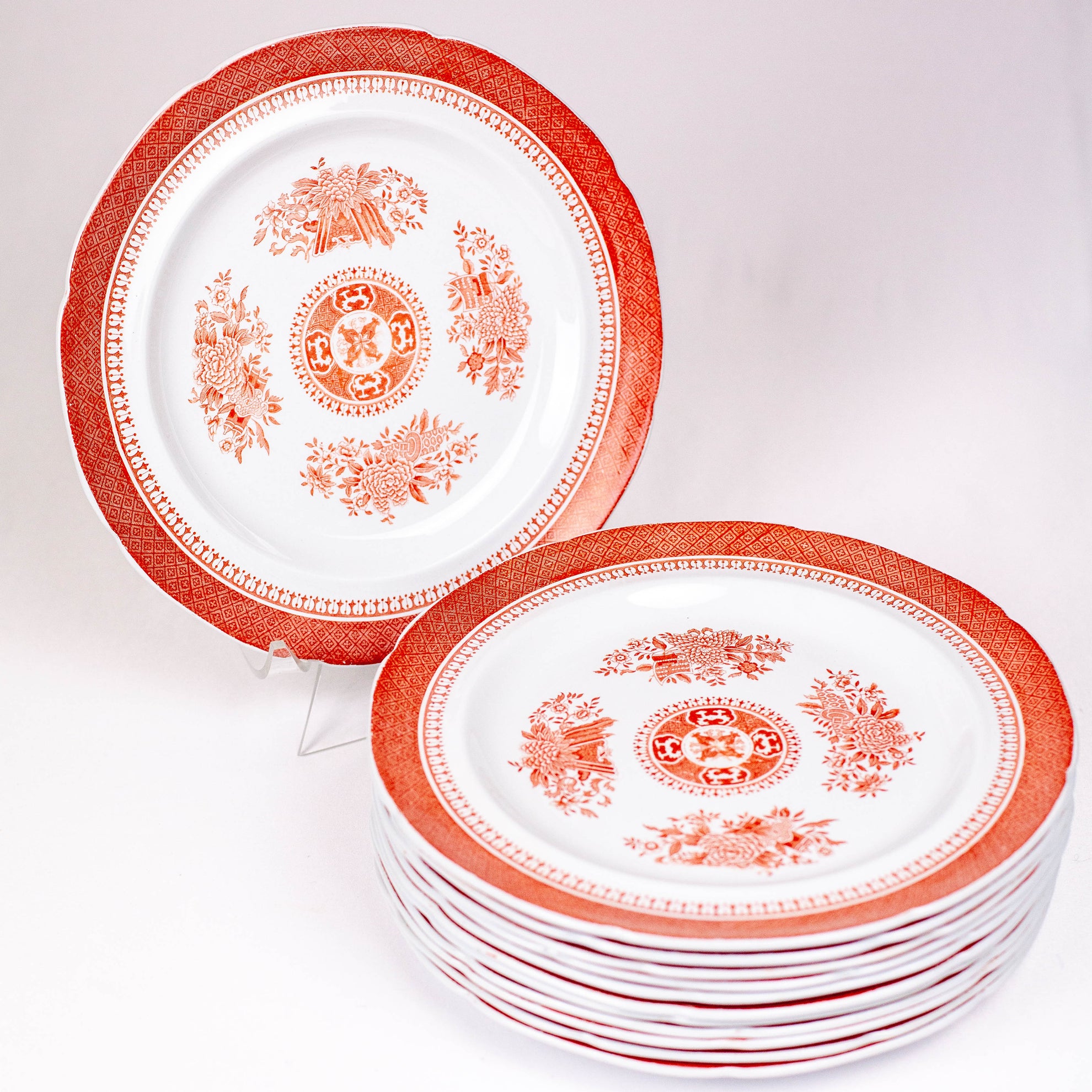 Spode Fitzhugh Red Dinner Plates, Set Of 12