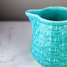 Load image into Gallery viewer, Turquoise Basketweave Pitcher, Early 20th Century
