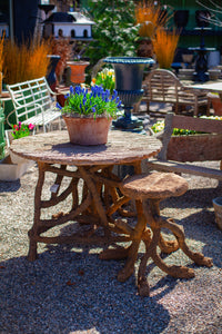 Vintage Cast Iron and Marble Bistro Table