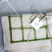 Load image into Gallery viewer, Grams Embroidered Napkins, Flax/Dark Grass, Set of 4
