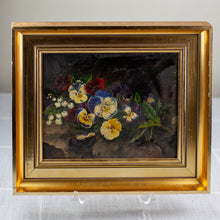 Load image into Gallery viewer, Pansy Oil Painting in Gilt Frame
