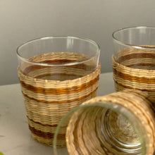 Load image into Gallery viewer, Seagrass Brown Stripe Wide Cage Tumblers, Set of 4
