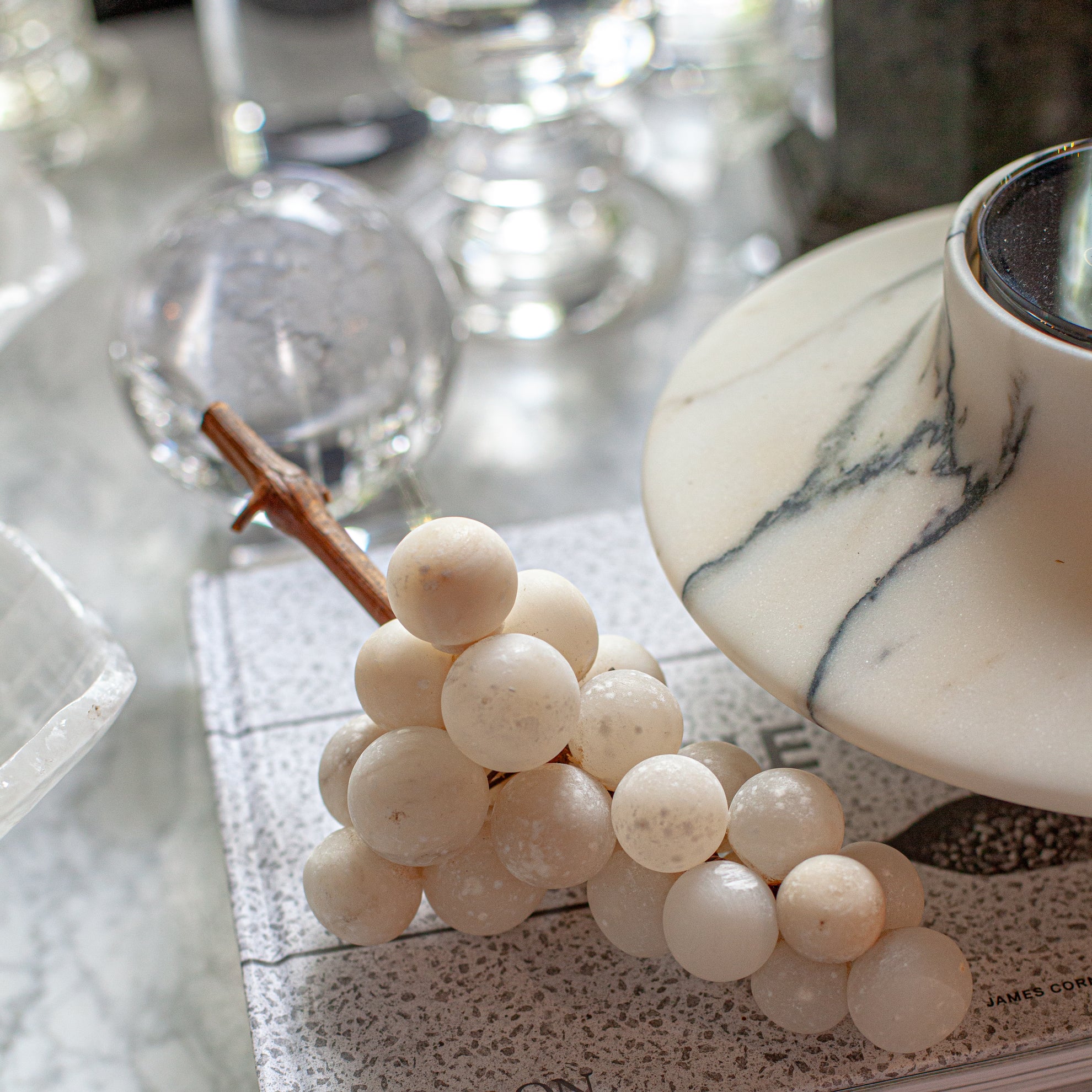 Mid-century French Alabaster Grapes, small