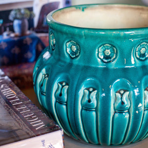 Bretby English Turquoise Planter, 1883-1921