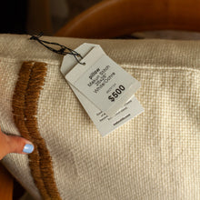 Load image into Gallery viewer, TREKO Pillow Makun Stitch White/Ocre 26x26&quot;
