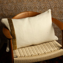 Load image into Gallery viewer, TREKO Pillow Karu White/Ocre 24x15&quot;
