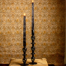 Load image into Gallery viewer, Gray Glass Skull Taper Candlestick Pair
