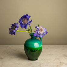 Load image into Gallery viewer, Pietra Handmade Ionian Blue &amp; Green Drip Bud Vase with Handle
