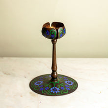 Load image into Gallery viewer, Enamel Candlestick Arts And Crafts Style
