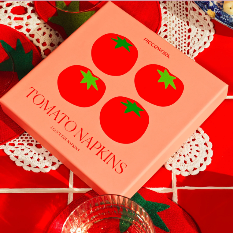 Tomato Cocktail Napkins, Set of 4, Boxed