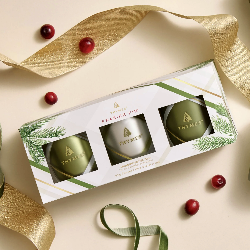 Frasier Fir Frosted Plaid Votive Trio, Set of 3, 2 oz.