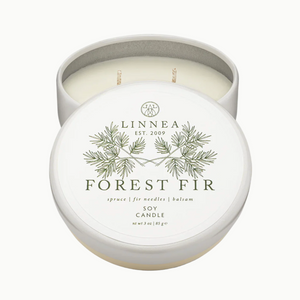 LINNEA Petit Candle Tin, Cedar Cardamom or Forest Fir Tin, 3 oz.