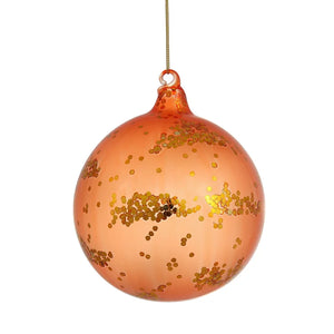 Aqua Sequin Glass Ball Ornaments, set of 3