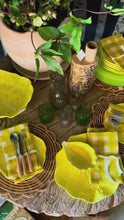 Load and play video in Gallery viewer, Portuguese Secla Yellow Cabbageware Dinner Plates, Set of 7
